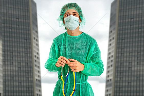 医生蓝色外套男性擦洗职业诊所治疗护士实习生卫生图片