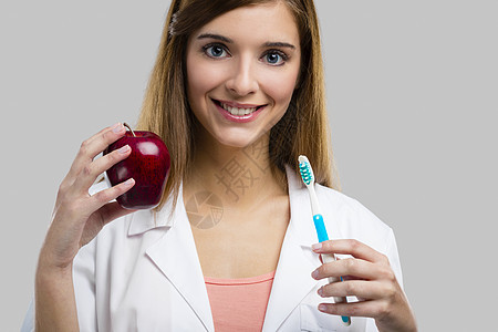 女牙医药品罩衫女孩诊所打扫牙齿牙刷女士矫正治疗图片