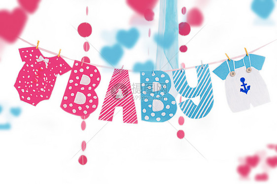 加兰加兰配有婴儿淋浴用布和字母元素乡村孩子粉色新生童年庆典丝带迎婴奶嘴蓝色图片
