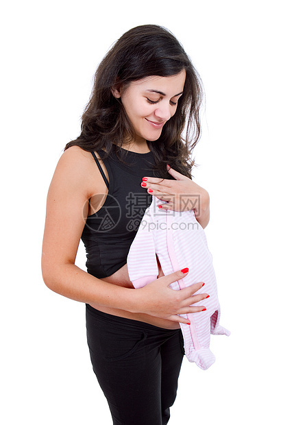 怀孕女孩孩子妈妈快乐女性冒充青年产妇婴儿微笑图片