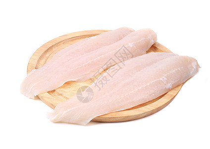 新鲜的香肠片淡水粉色盘子产品鱼片木头圆形食物拼盘鲶鱼图片