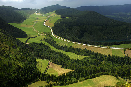 亚速尔公园烟雾娱乐群岛植物火山气氛山脉薄雾全景图片