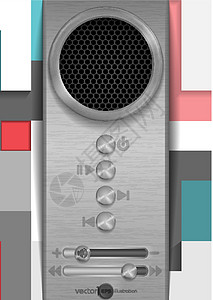 发言人概念设计摘要蓝色音乐红色低音控制放大器收音机工作室扬声器长方形图片