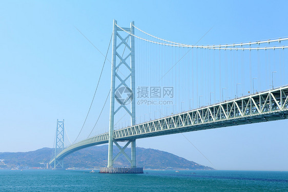 桥蓝色晴天海峡淡路城市建筑学电缆海景天空天际图片