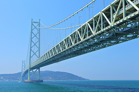 在神户的桥海峡海岸线运输晴天海岸天空基础设施景观蓝色海景图片
