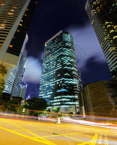 香港夜间的快速移动交通量摩天大楼建筑学踪迹运输市中心速度街道天际运动交通图片