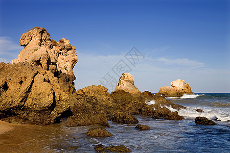 海滩沙滩地标蓝色风景国家海岸悬崖巨石砂岩旅行岩石图片