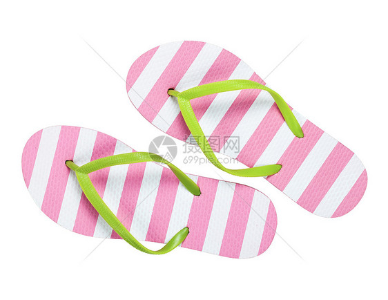 翻翻浮白色粉色凉鞋拖鞋带子条纹旅行失败鞋类海滩图片