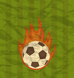 带球在火焰中燃烧的回转足球传单图片