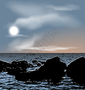 自然背景 黄昏时的海石图片
