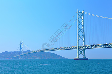 日本的桥景观天空蓝色海景淡路城市建筑学海岸晴天海峡图片
