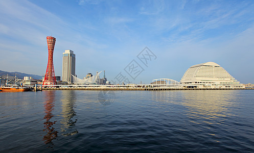 神户市蓝色场景市中心景观城市建筑学公园港口红色建筑图片