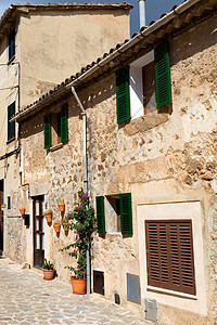 瓦尔尔迪莫萨a窗户花朵石头建筑学房子村庄木头建筑住宅城市图片