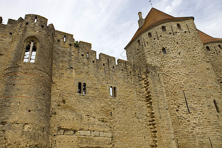 卡尔卡松安全城堡历史性爬坡阳光石头旅游堡垒建筑历史图片