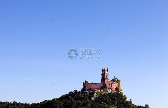 辛特拉的Pena历史性旅游建筑爬坡蓝色旅行博物馆国家文化城堡图片