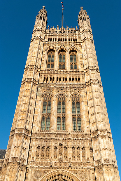 英国议会大厦大楼的塔塔楼建筑学蓝色旗帜公地议会英语王国房子横幅军旗图片