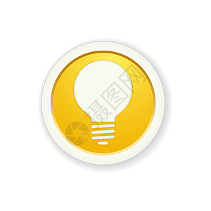 黄色闪光圆环按钮 带有灯泡象形图图片