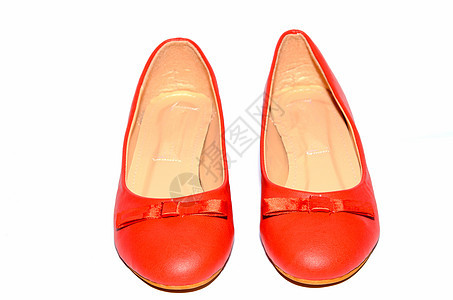 妇女皮鞋脚跟皮革白色高跟鞋女性鞋类红色图片