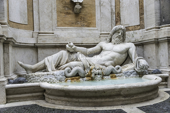 2014年意大利罗马喷泉海王星神像 2014年首都雕塑遗产艺术爬坡旅行国王动物文化世界图片