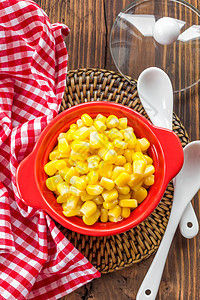 玉米角木头勺子食物核心种子厨房美食沙拉罐头小吃图片