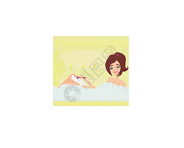 年轻女人洗澡时刮腿毛蒸汽温泉护理蒸气保健胡子桑拿澡堂奢华福利图片