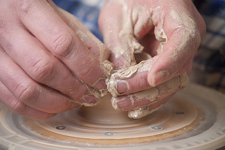 陶匠的手拇指陶器工艺压力陶瓷工匠旋转模具杯子制造业图片