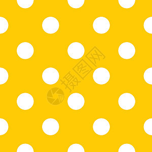 无缝矢量模式 白色大圆点 在阳光的黄色瓷砖背景上图片