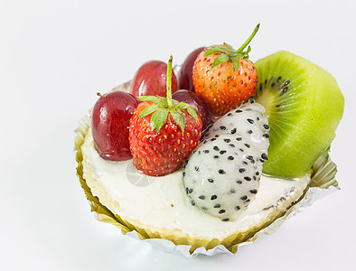 草莓早餐水果服务食物甜点营养白色酸奶低脂肪饮食图片