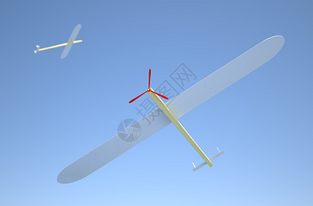 天空中的木制模型飞机图片
