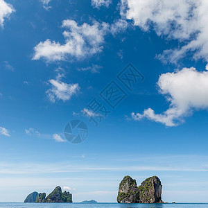 泰王国热带岛屿异国阳光岩石天空海景棕榈情调日光支撑地平线图片