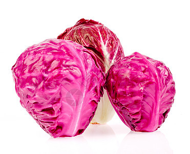 白背景孤立的红卷心菜蔬菜菊苣营养食物植物饮食沙拉农业红色紫色图片