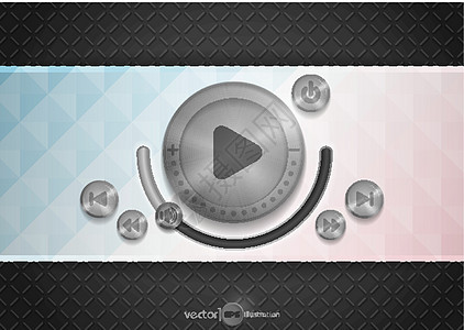 带有音乐按钮的抽象技术应用图标正方形菱形放大器电子金属粉色收音机蓝色玩家界面背景图片