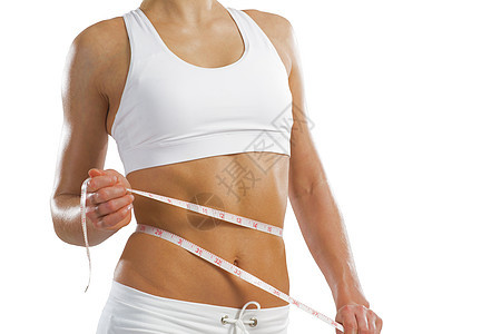 腰部的年轻运动女性饮食橘皮皮肤身体腹部女孩腰围营养磁带健身房图片