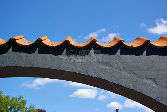 清蓝天空背景的石形拱门图片