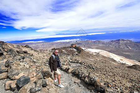 山丘地貌的人类 在硫化火山附近图片