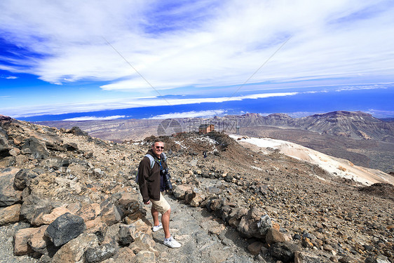 山丘地貌的人类 在硫化火山附近图片