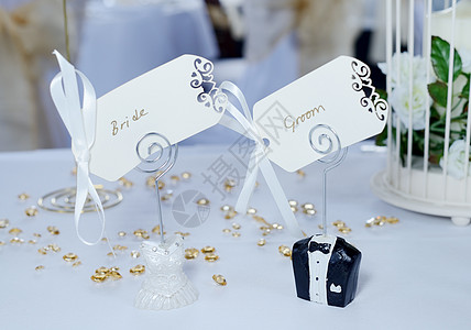 新娘和新聘礼卡接待用餐桌子婚礼餐饮环境庆典宴会婚姻图片