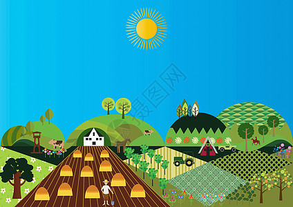 农场村庄树木农业绿色背景图片