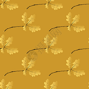 秋季无缝模式叶子绿色悲伤季节棕色绘画电脑金子橡木墙纸图片