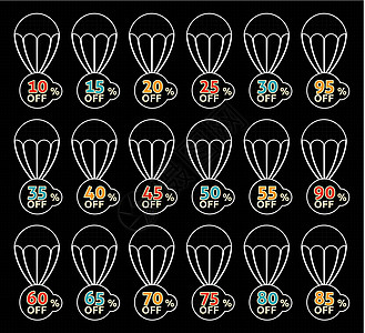 折扣降落伞套装红色营销零售海报市场晋升标签数字插图网络背景图片