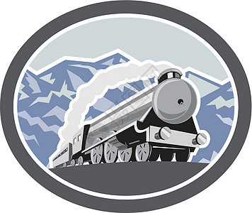 蒸汽火车热旋山雷特罗铁路机车艺术品运输插图引擎货运旅行图片