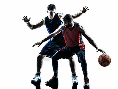 天主教和非洲篮球选手身影舞男运动员阴影男人意见球衣制服剪影背景图片