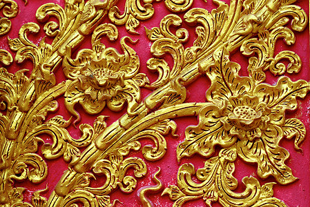 Stucco 工作古董棕色红色装饰品金子手工竹子宝石文化艺术图片