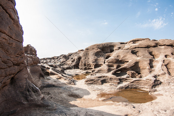 萨姆潘博克蓝色艺术河岸热带日落旅行鸿沟石头天空沙漠图片