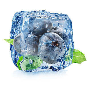 带蓝莓的冰雪立方体图片