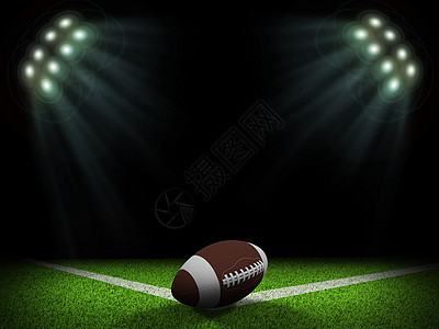 由聚光灯照亮的夜间角落操场锦标赛皮革闪光照明体育场运动足球游戏图片