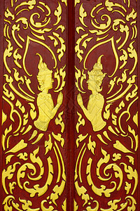 泰国语模式红色手工装饰品文化奢华旗帜棕色金子艺术叶子图片