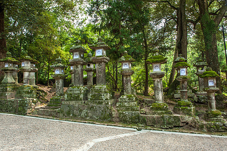 纳拉的绿灯神社宗教神道大社石头地标建筑学灯笼文化寺庙图片