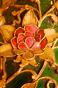 古泰艺术手工宝石装饰品棕色竹子镜子文化红色奢华金子图片