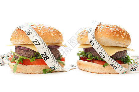 带磁带量度的汉堡图片